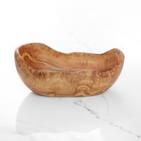 Premium ArtisRaw Tunesische Olijfhouten Handgemaakte Ecologische Fruitmand Schaal Bestek Kartonnen Verpakking Serveermodel BS003