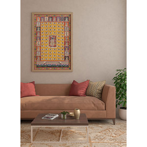 Pichwai Art <b>Wall</b> <b>Decor</b> Red & Orange Bohemian Cotton Cloth Tapestry for Outdoor Christmas Scenic Pattern with Cotton Rope Hanging - Product Image 5