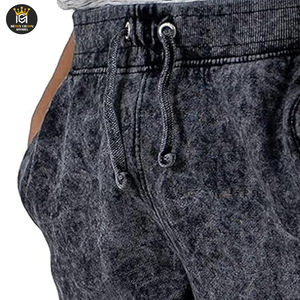 กางเกงผู้ชายเอวยางยืดล้างกรดผ้าฝ้ายโอเวอร์ไซส์ซักสไตล์สตรีท - Product Image 5