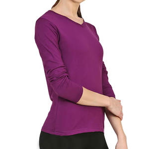 เสื้อยืดคอสูงของผู้หญิงเสื้อแขนยาวมีกระดุมสีพื้นเสื้อลำลอง - Product Image 5