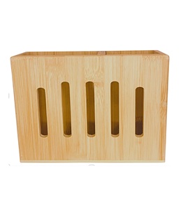 Soporte para utensilios de cocina de bambú rústico organizador desmontable para encimera-utensilio de cocina Caddy 2 compartimentos - Product Image 6