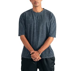 เสื้อเชิ๊ตผู้ชายผ้าคอตตอนแท้แบบสตรีทเสื้อยืดวินเทจ220GSM ได้ออกแบบฉลากได้ตามต้องการ - Product Image 1