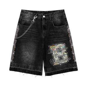 100% ที่มีคุณภาพสูงขนาดพลัสไซส์เป็นมิตรกับสิ่งแวดล้อมทันสมัยทันสมัยมีสไตล์กางเกงขาสั้นผ้ายีนส์มีฮู้ดชื่อแบรนด์พลอยเทียมสำหรับ - Product Image 3