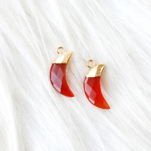 Plata de Ley 925 facetada cornalina media luna piedras preciosas DIY joyería oro Vermeil galvanizado colgantes finos y dijes al por mayor - Product Image 1