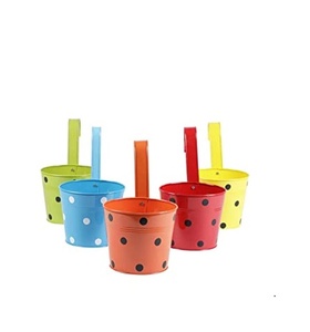 Macetas colgantes de Metal para plantas, soportes de macetas de hierro montado en balcón, color blanco y negro - Product Image 6