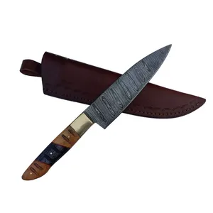 มีดเชฟดามัสกัสทำด้วยมือด้ามจับไม้มีดสำหรับเชฟทำครัวคมมีด - Product Image 1