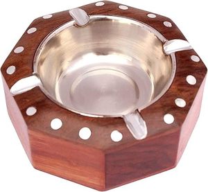 Top Selling Classic Metal and Wooden <b>Ashtray</b> Catcher Unique Design Home Office Decoration Best Quality - Product Image 5