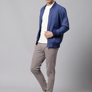 Lightweight Plus Size Men's Bomber Jacket Stand Collar Front Logo Solid Color Breathable Winter Wear Customized Color & Size - Product Image 6