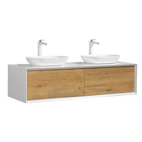 Ensemble de meubles de salle de bain double de 63 pouces avec lavabo sur pied, armoire en MDF, approvisionnement en entrepôt américain, échantillon commercial pour la maison