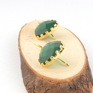 Trillion forme pierres précieuses balancent boucle d'oreille damier coupe vert onyx crochet boucle d'oreille plaqué or griffe réglage en gros bijoux boucles d'oreilles - Product Image 4