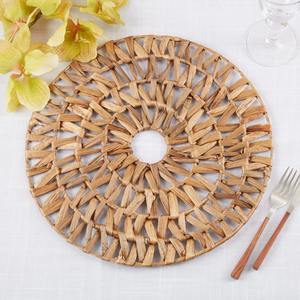 Woven Water Hyacinth Hollow Out <b>Placemat</b> Round Eco friendly products Made in Vietnam <b>Table</b> decoration Woven <b>Placemat</b> Wholesale - Product Image 4