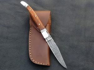 Cuchillo de Caza Plegable de Acero de Damasco Premium con Bloqueo Trasero, Venta al por Mayor OEM, Cuchillo de Coleccionista EDC Afilado como una Navaja, 58HRC, 3 Años de Garantía - Product Image 6