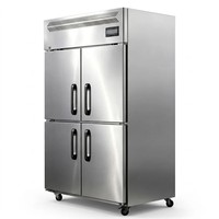Congelador Vertical Comercial de Acero Inoxidable de Doble Puerta para Cocina de Restaurante, Gabinete de Almacenamiento de Alimentos Congelados