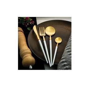 Ensemble de couverts de luxe pour mariage, 27 pièces, en acier inoxydable, cuillère, fourchette, couverts dorés, avec boîte cadeau - Product Image 5