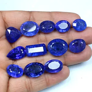 坦桑石多面天然蓝色坦桑石惊人切割混合形状松散坦桑石石批发价格来自印度宝石供应商
