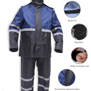 Qualité supérieure Meilleure vente Combinaison de pluie extérieure en polyester réfléchissant haute visibilité Veste et pantalon de sécurité imperméables avec logo personnalisable - Product Image 3