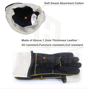 Gant de soudage en cuir de vachette résistant aux hautes températures gant de travail anti-brûlure spécial soudeur, gants de soudage de sécurité - Product Image 3