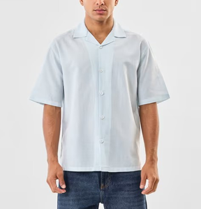 High Quality Various Colored Option <b>Cuban</b> Collar <b>Men's</b> Button Down <b>Shirt</b> Short Sleeve Boxy Crop Bowling <b>Shirts</b> - Product Image 4