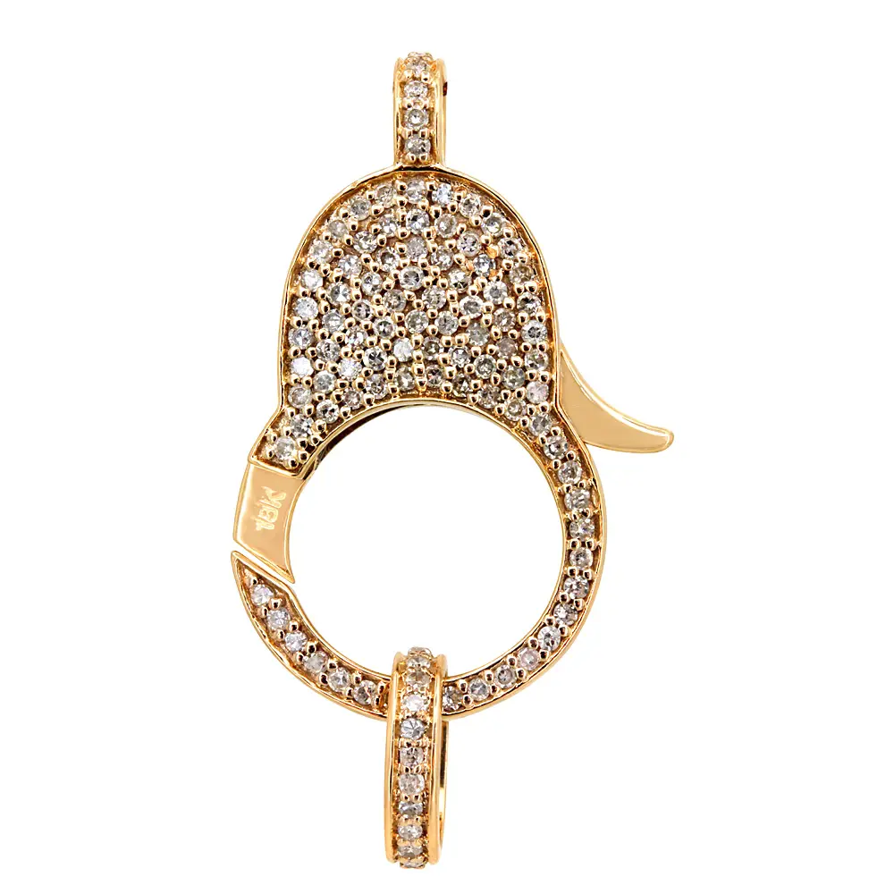 Solid 18K Yellow Gold Pave Diamond Sluiting Bevindingen