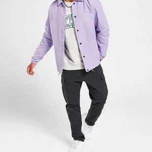 แจ็กเก็ตกลางแจ้งทำจากโพลีเอสเตอร์แขนยาวกระดุมด้านหน้าสไตล์สตรีทสำหรับผู้ชายน้ำหนักเบาออกแบบโลโก้ได้ตามต้องการกันลมพิมพ์ลายสไตล์โค้ช - Product Image 6