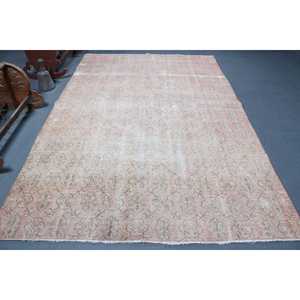 Grand tapis turc vintage 6,7x10,4 pi (203x318 cm), tapis persan rose - Product Image 1