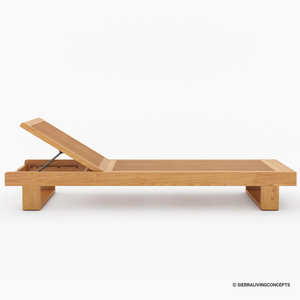 Chaise longue en bois massif de teck de haute qualité Briant avec finition naturelle pour une utilisation en extérieur dans les hôtels et les parcs - Product Image 1