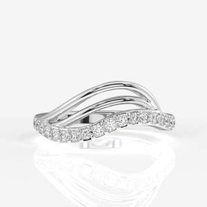 แหวนทองคำ 14k ดีไซน์คลื่นประดับเพชรโมอิสซาไนต์สุดหรู - Product Image 4