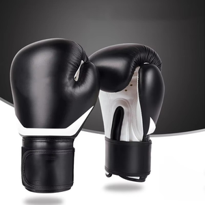 Guantes de Boxeo Profesionales de Alta Calidad, de Cuero Vacuno Genuino Negro, con Cordones, para Entrenamiento de Kickboxing y Sparring - Product Image 4