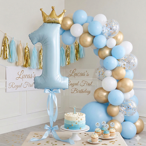 Globo de Aluminio con Forma de Número 1 Azul con Corona, 57x124 cm, para Fiestas de Cumpleaños, Graduación, Año Nuevo Chino y Otros Eventos, Apto para Helio - Product Image 2