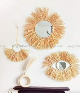 Espejo de estilo bohemio para decoración de pared, hoja de palma, precio al por mayor - Product Image 3