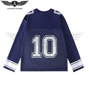 Manches longues bleu blanc contraste couleur bon fournisseur avec le meilleur prix confortable nouvelle conception vêtements d'extérieur chemises en maille pour adultes - Product Image 2