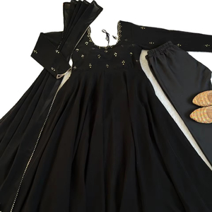 Kurti Pent de Fiesta, Elegante, de Seda Jacquard, Color Negro Oscuro, de Primera Calidad, Especial para Eventos Festivos - Product Image 2