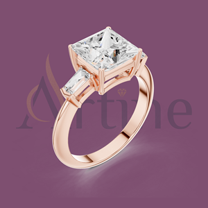 Bague en diamant 14K taille émeraude Cadeau de bijoux de luxe - Product Image 1