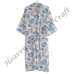 Handmade Beach Cover Up Kimonos For Women 100% Natural Cotton Bathrobe Hand Block Printed Kimono Robes For Women - Product Image 2