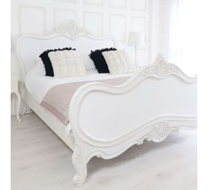 Camas de panel blanco francés hechas de madera maciza-Camas de lujo de estilo europeo - Product Image 2