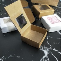 Cajas de Cartón de Papel Kraft Natural Reciclado con Ventana de PET, Cajas de Regalo para Jabón de Baño con Sales