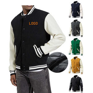 Custom Logo Wholesale Manufacturer Blank <b>Jacket</b> Men Baseball <b>Varsity</b> <b>Jacket</b> Woolen with Leather Sleeve Casual Coat - Product Image 5