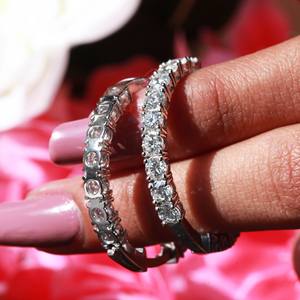 2,40 TCW corte redondo 925 pendiente de aro de moissanita de plata esterlina para mujer/ella - Product Image 2