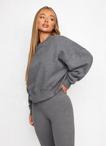 เสื้อกีฬาแขนยาวผ้าฟลีซสำหรับผู้หญิงเสื้อวอร์มคอตัวโคร่งแบบกำหนดเองสำหรับใส่วิ่ง - Product Image 4