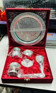 Juego de Thali Tradicional Indio para Oración Puja, en Metal con Grabado, para Uso Religioso y Cultural - Product Image 2