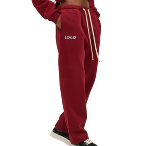 Pantalons et pantalons personnalisés pour hommes de haute qualité 350g tube droit épais décontracté couleur unie style sport ample avec plus polaire - Product Image 5