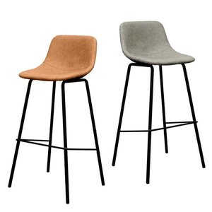 Contemporary Farmhouse <b>Adjustable</b> Metal <b>Bar</b> <b>Stool</b> with Leather Seat and Metal Frame - Product Image 6