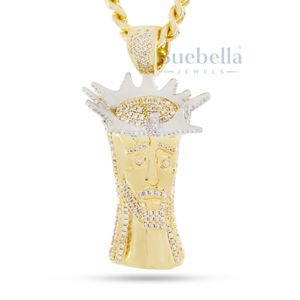 Luxe glacé 3D patron saint un pendentif collier nom personnalisé lien cubain Hip Hop chaîne pour hommes rappeur Style diamant Bling - Product Image 1