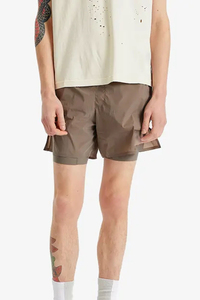 Light <b>Brown</b> Solid <b>Short</b> <b>Shorts</b> with Elastic Waistband Front Pockets Quick Dry for Comfortable Relaxed Fit Summer Casual Wear - Product Image 2