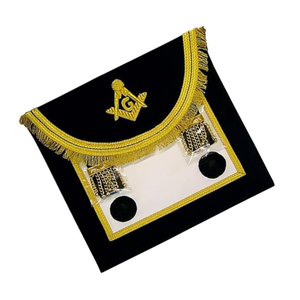 Tablier de broderie fait main Master Mason Scottish Rite Tablier maçonnique écossais or noir - Product Image 6