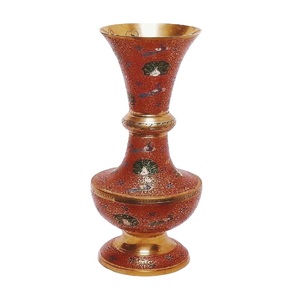 Vase à fleurs en laiton avec gravure multicolore peinture rouge et or fini pour décor de table Vase à fleurs de haute qualité - Product Image 1