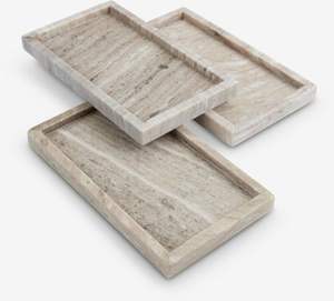 Plateau rectangulaire en marbre naturel au design élégant pour la décoration intérieure, plateau en travertin de luxe pour la vanité, le parfum et la table basse - Product Image 6