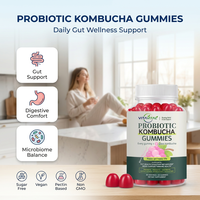Gummies de kombucha probiotiques à marque privée, véganes, OEM, ODM, faible MOQ