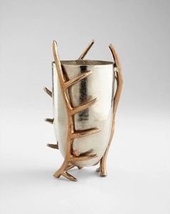 Elegante maceta dorada de aluminio, maceta grande de Metal, soporte de madera de Mango, maceta moderna, decoración para sala de estar, jarrones de Metal, producto - Product Image 6