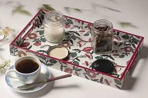 Tablero de MDF con estampado de esmalte de diseñador Floral, bandeja para servir, forma rectangular, diseño moderno, respetuoso con el medio ambiente, Apto para lavavajillas, uso para fiestas - Product Image 3